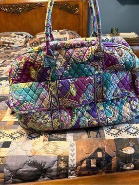 Vera Bradley Quilted Travel Tote in Purple, Teal & Lime Paisley